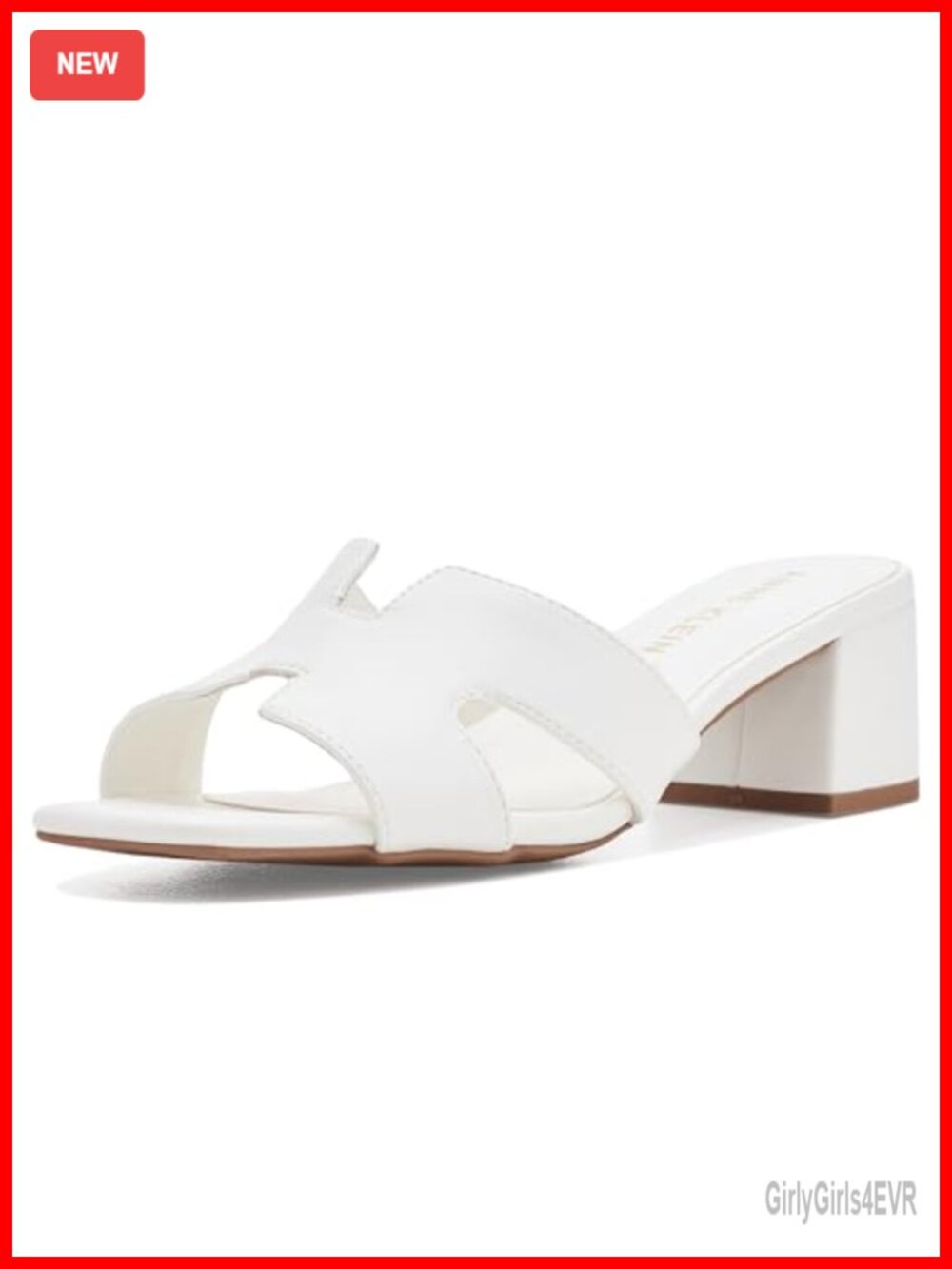 Anne Klein Delphine Heeled Sandal White Faux Leather PU Wedge Dressy X-Strap